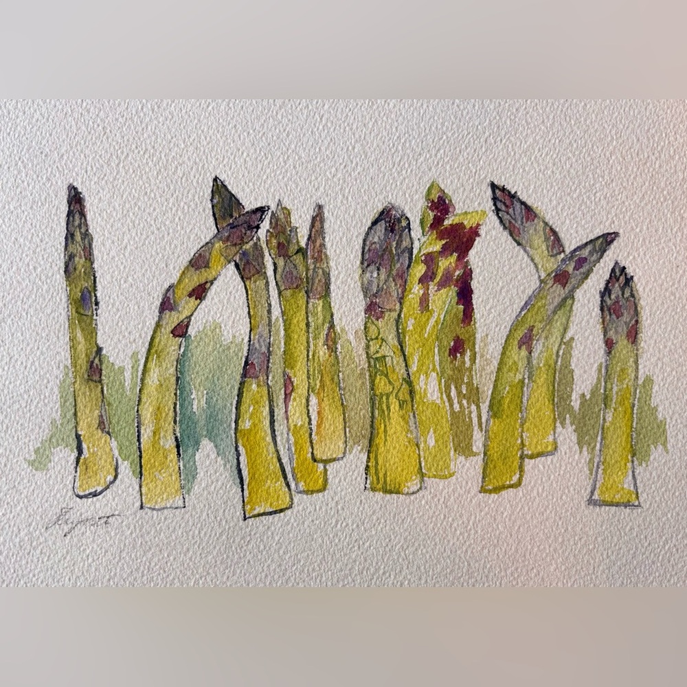 “Asparagus” 1968 Original Watercolor 
Signed by artist